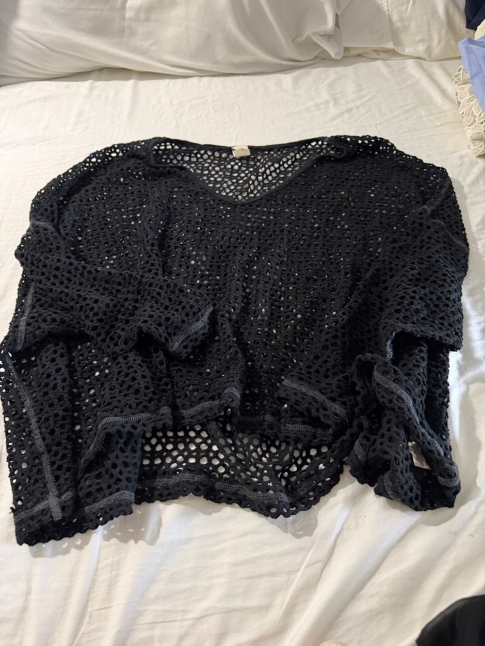 We The Free Black Crochet Open-Weave Crop Top SZ: XS TO BE DONATED 5/21
